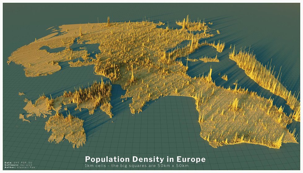 densidad de población en Europa